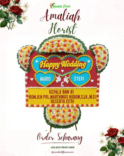 Karangan Papan Bunga Pernikahan di Pekiringan